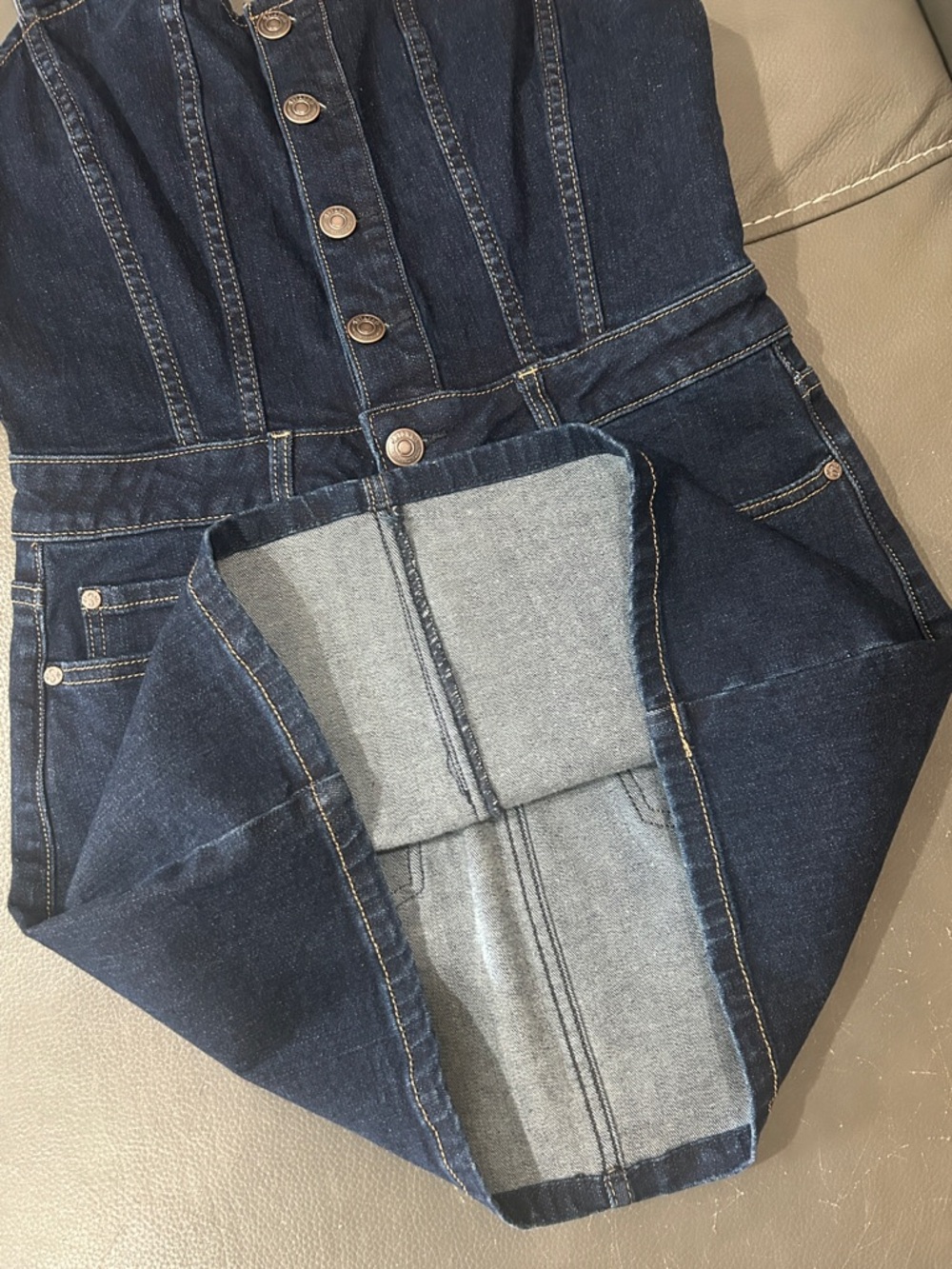 Shyanne Dark Blue Denim Button-Front Women's Denim Jean Dress size S - Picture 5 of 7